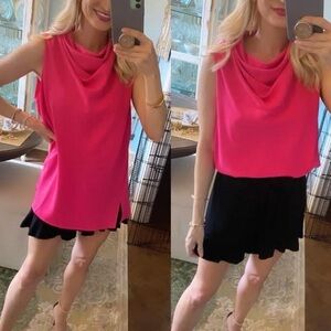 Jodifl NWT pink draped cowl neck blouse sleeveless boutique top